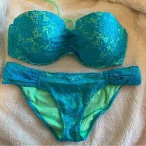Victoria’s Secret Lace Push-Up 34DD Bikini Top with matching bottom